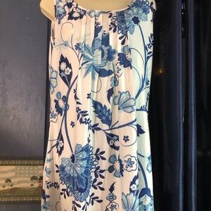 Lily Blue and White Floral Tank Top/ Dress Large